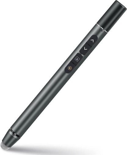 AMERTEERレーザーポインターレモート（モデルH108）は、スライド用のエアマウス、テレビタッチペン、スポットライト、拡大鏡、アナログポインターとしても機能します。調整可能で充電式のリモコンで、PowerPoint、Keynote、Googleなどに対応したプレゼンテーションに最適です