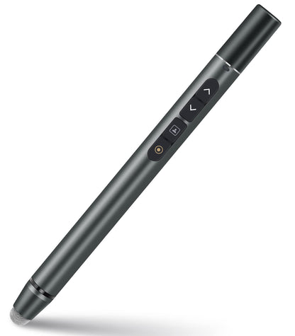 AMERTEERレーザーポインターレモート（モデルH108）は、スライド用のエアマウス、テレビタッチペン、スポットライト、拡大鏡、アナログポインターとしても機能します。調整可能で充電式のリモコンで、PowerPoint、Keynote、Googleなどに対応したプレゼンテーションに最適です