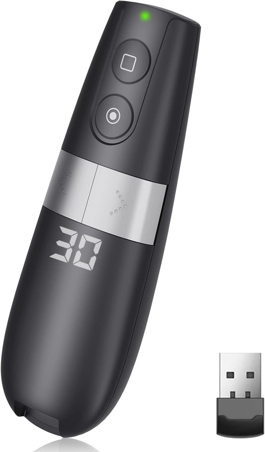 AMERTEER プレゼンター スライド用リモート レーザーなし デジタルポインター タイマー機能付き スポットライト 拡大鏡 アナログポインター 調整可能 遠隔操作 プレゼンテーション PowerPoint、Keynote、Google等対応 H101