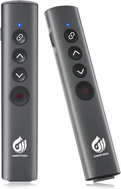 AMERTEER レーザーポインター PPTスライド用リモート ワイヤレス プレゼンター USB充電式 リモートコントロール PSC認証済み ハイパーリンク操作 PowerPoint、Keynote、Googleスライド用リモート等対応 収納パック付き グレー (075)