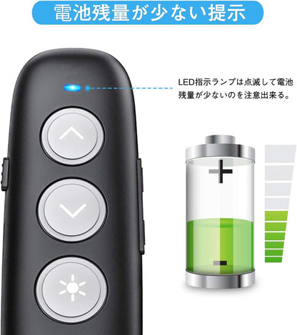 AMERTEER レーザーポインター 講演 PPTスライド用リモート ワイヤレス プレゼンター USB充電式 リモートコントロール ワイヤレスマウス操作 PowerPoint、Keynote、Googleスライド用リモート等対応 収納パック付き ブラック （036）