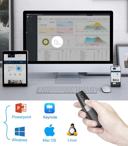 AMERTEER プレゼンター スライド用リモート レーザーなし デジタルポインター タイマー機能付き スポットライト 拡大鏡 アナログポインター 調整可能 遠隔操作 プレゼンテーション PowerPoint、Keynote、Google等対応 H101
